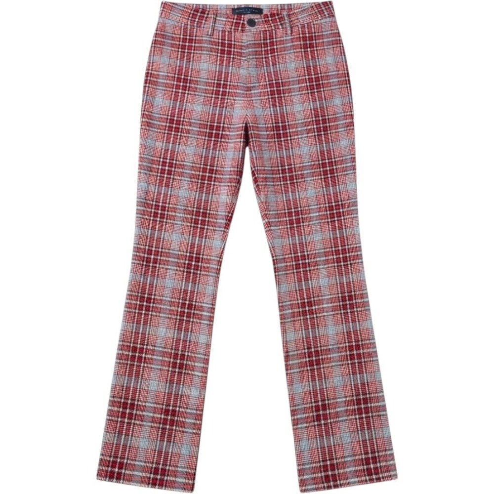 Abercrombie & Fitch Plaid Trousers Womens 2 Red Blue Bootcut Flare Pants